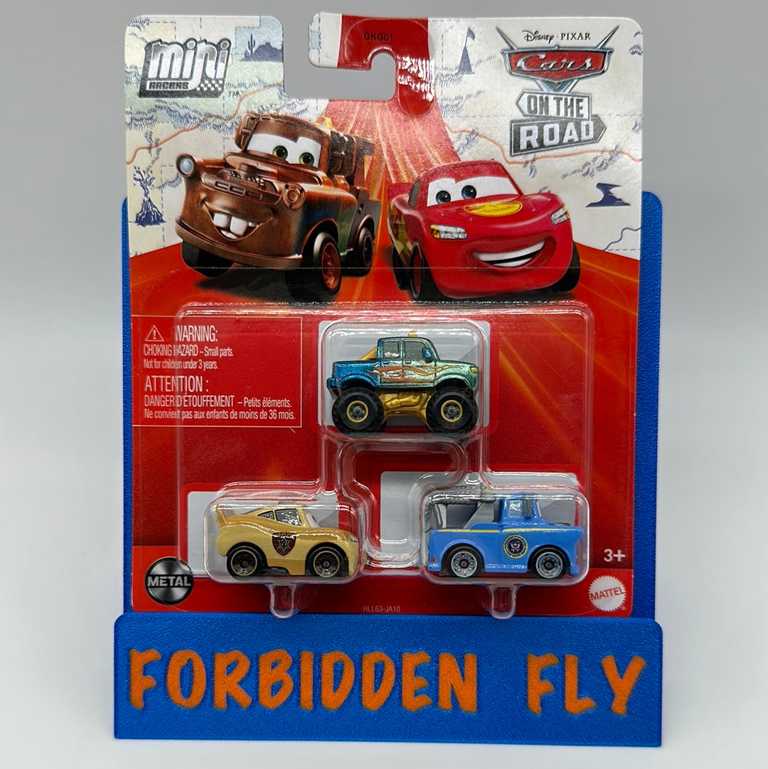 Disney Pixar Cars Movie - Metal Mini Racers 3 Pack - On the Road Series (Hazard Lightning, President Mater, Ivy)