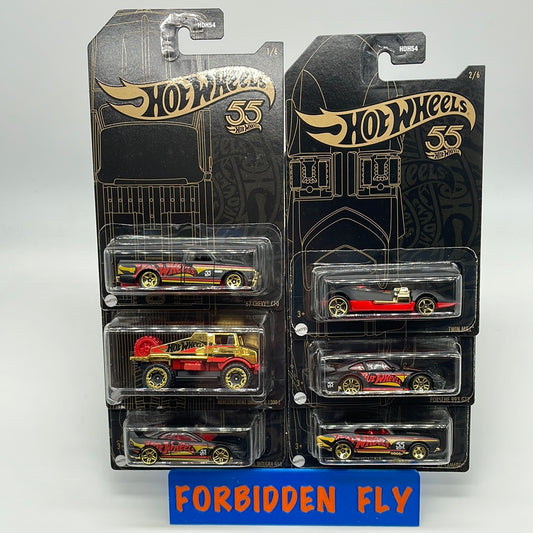 Hot Wheels Mainline - 2023 Black & Gold 55th Anniversary - Wave 2 - Complete Set of 6