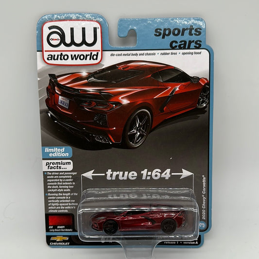 Auto World Sports Cars Series - 2023 Release 1 - 2020 Chevy Corvette - Version A - Long Beach Red Metallic