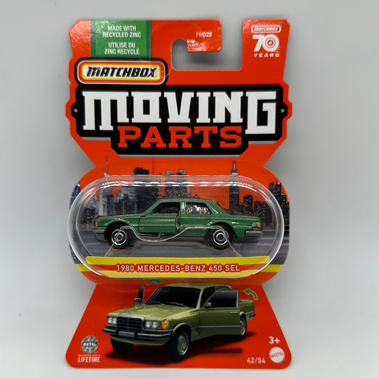 Matchbox Collectors Moving Parts Series - Green 1980 Mercedes-Benz 450 SEL - Blue