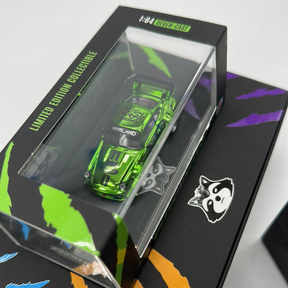 NVRLand Collectibles - Trash Pandas Release Car - Chrome Green “Pits Stop” Porsche 911