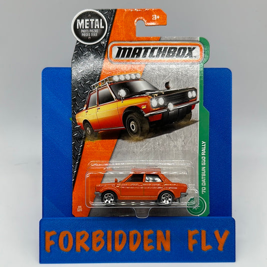 Matchbox Mainline - #94/125 - ‘70 Datsun 510 Rally - Orange w/ 6 Spoke Wheels