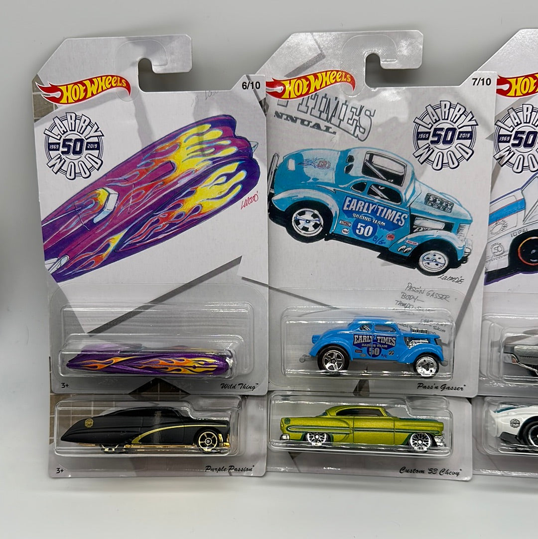 Hot Wheels - Walmart Exclusive - 2019 Larry Wood 50th Anniversary Series Complete Set of 10
