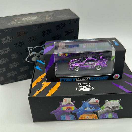 NVRLand Collectibles - Trash Pandas Release Car - Chrome Purple “Fast Eddie” Racer Porsche 911