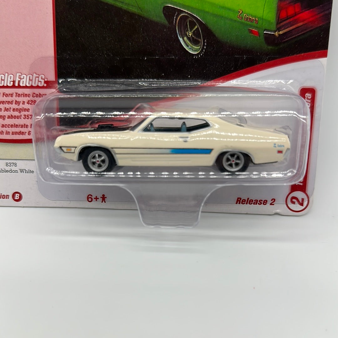 Johnny Lightning - 2021 Muscle Cars U.S.A. Release 2 - Version B - 1971 Ford Torino Cobra - White