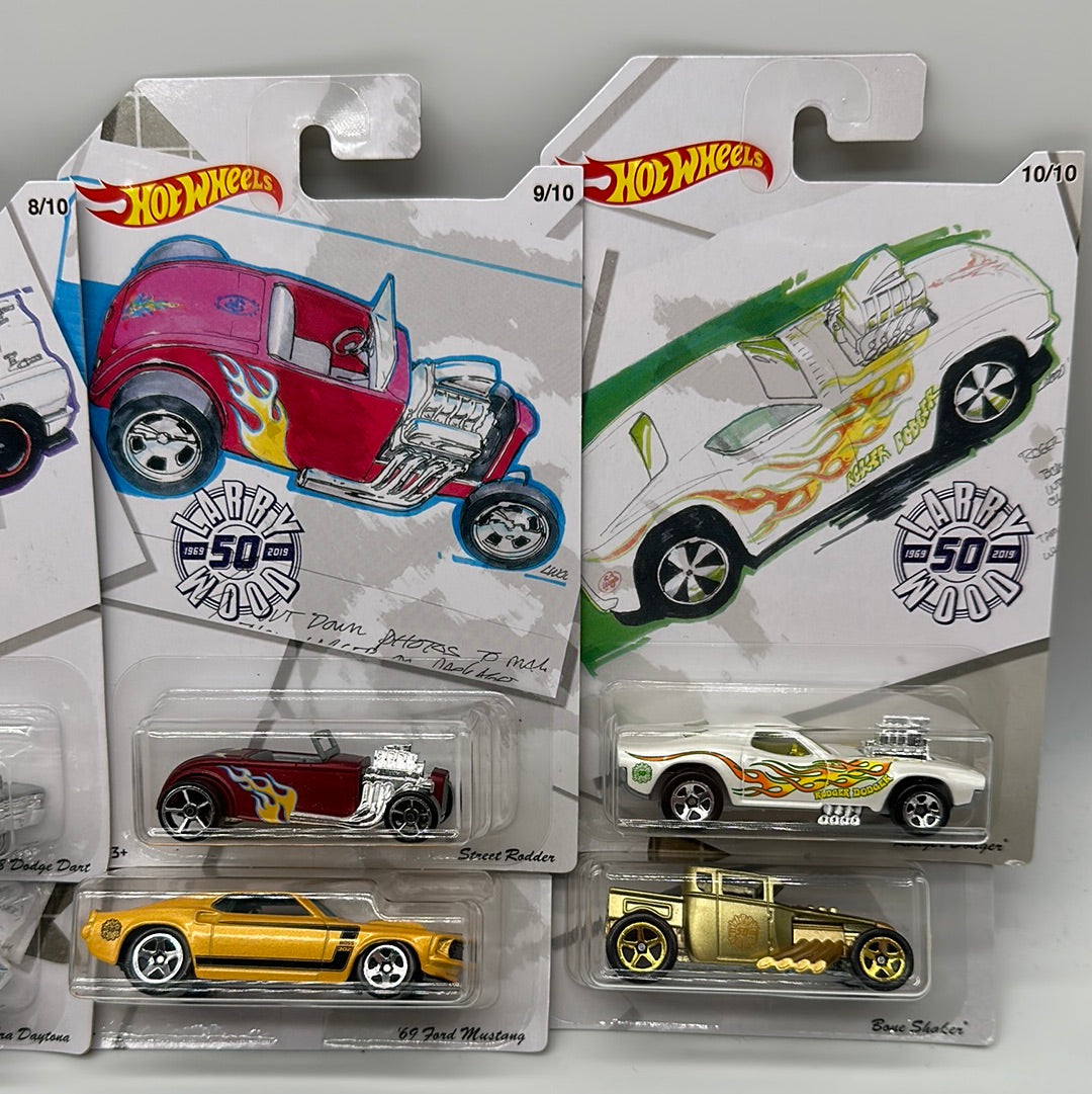 Hot Wheels - Walmart Exclusive - 2019 Larry Wood 50th Anniversary Series Complete Set of 10