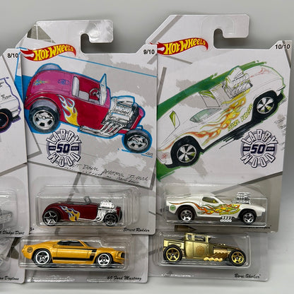 Hot Wheels - Walmart Exclusive - 2019 Larry Wood 50th Anniversary Series Complete Set of 10