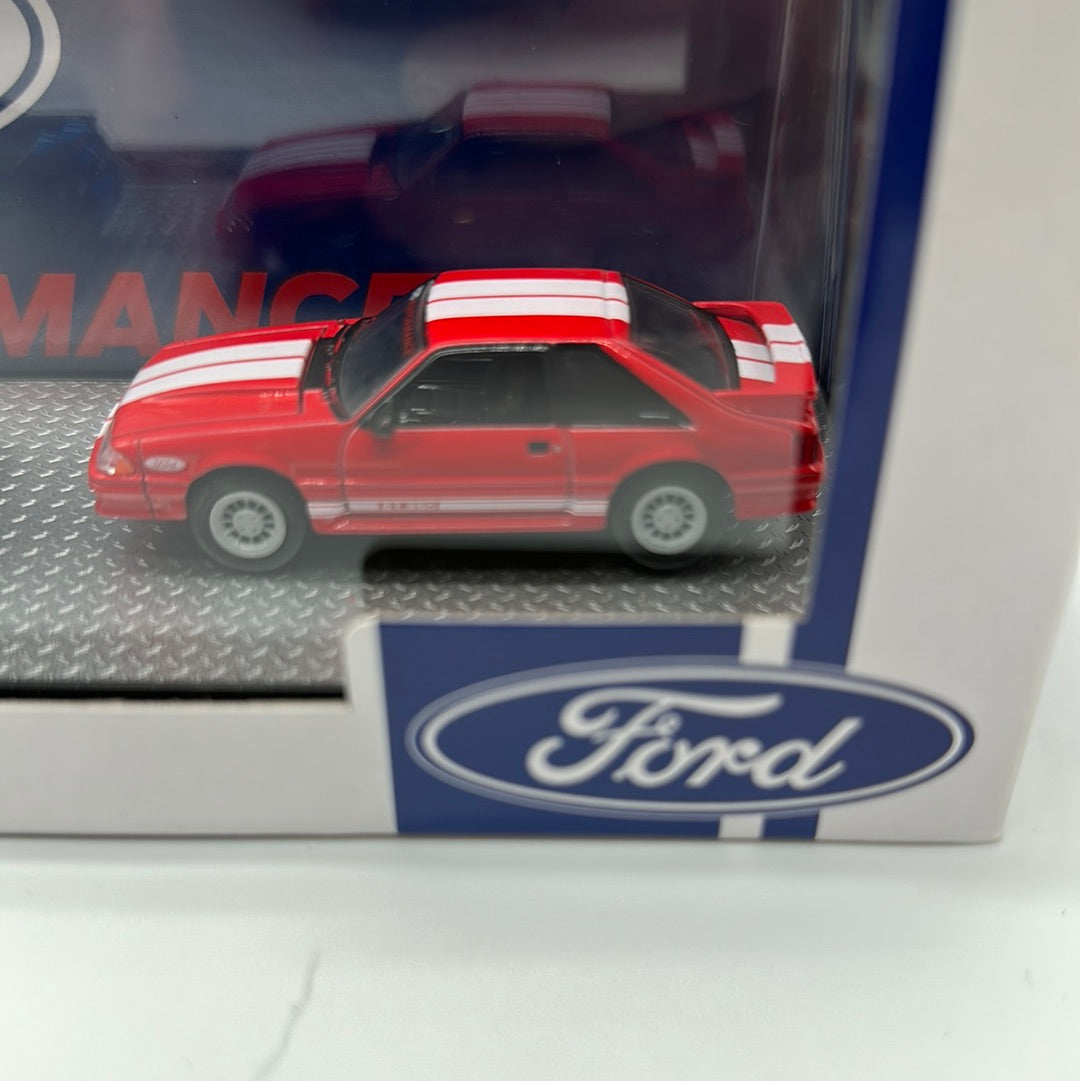 M2 Machines - Acrylic Boxed Release S38 - 1980’s Ford Mustang  Foxbody 3 Pack