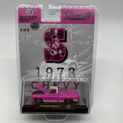 M2 Machines Carded Acrylic - DiecastZ Riverside Show Exclusive Series RZ02 - Complete Chase Set of 8 Various Colors & Model Chevrolet Cheyenne 10
