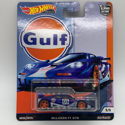 Hot Wheels Car Culture Premium - Gulf Gas Series Single - #5/5 - McLaren F1 GTR