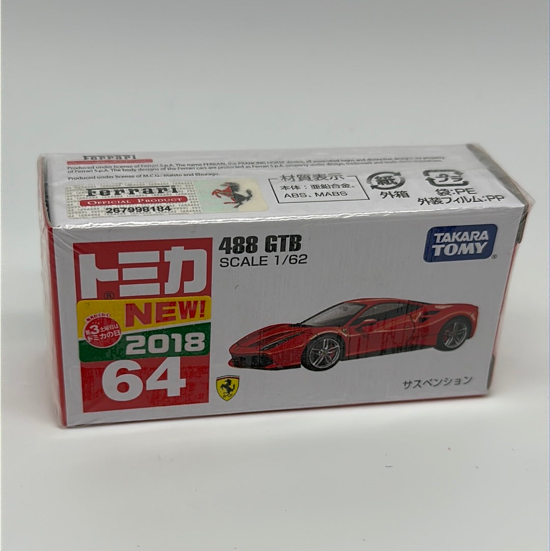 Tomica (Takara Tomy) - 2018 Standard - #64 - Ferrari 488 GTB - Red