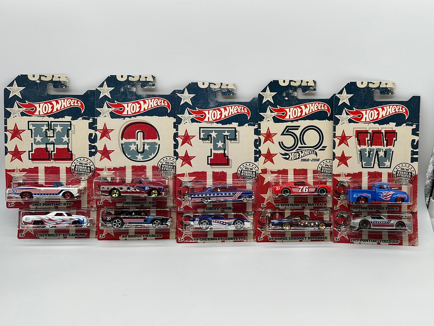 Hot Wheels - Walmart Exclusive - 2018 Stars and Stripes Series Complete Set of 10