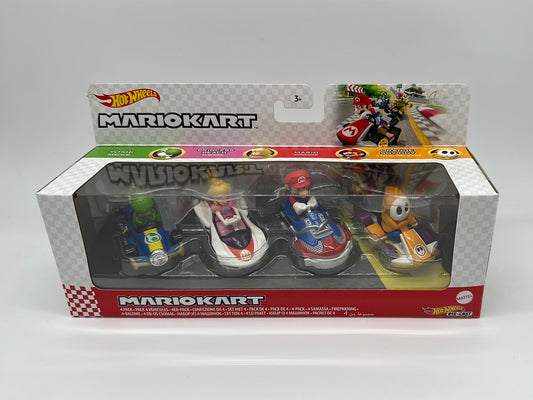 Hot Wheels Mario Kart - Character Kart 4 Pack - Yoshi, Peach, Mario, Orange Shy Guy