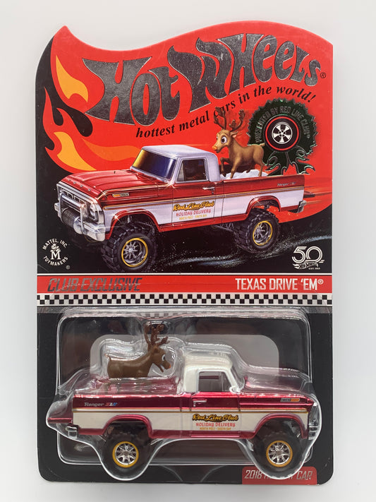 Hot Wheels RLC Red Line Club - 2018 Holiday Car - Texas Drive ‘Em (w/ Rudolph)