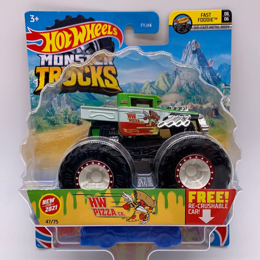 Hot Wheels Monster Trucks - 2021 Fast Foodie Series #47/75 - HW Pizza Co. Bone Shaker