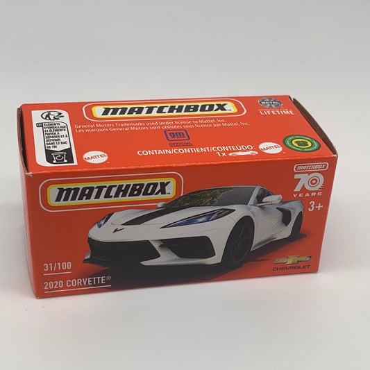 Matchbox Power Grabs - #31/100 - White 2020 Corvette