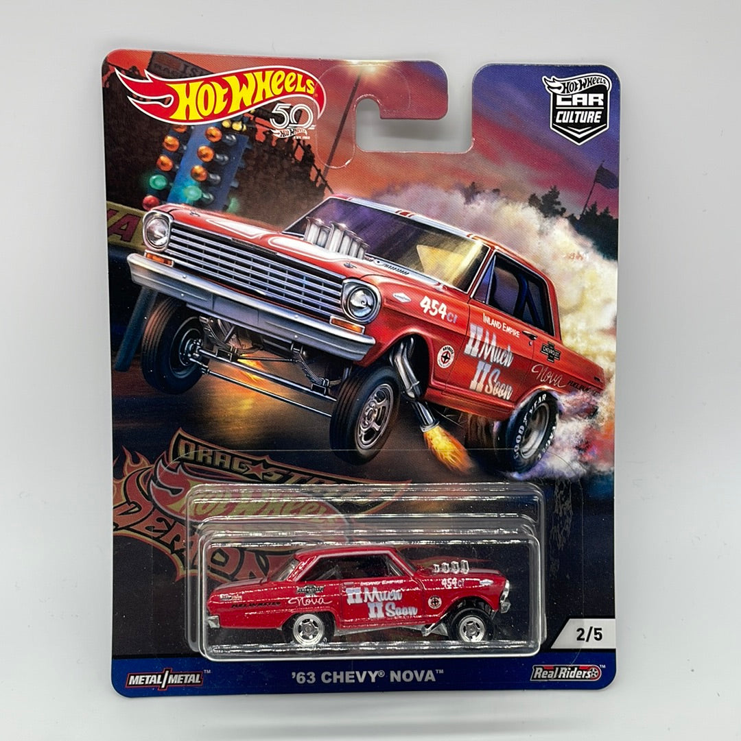 Hot Wheels Car Culture Premium - 2018 Drag Strip Demons Series - #2/5 - ‘63 Chevy Nova