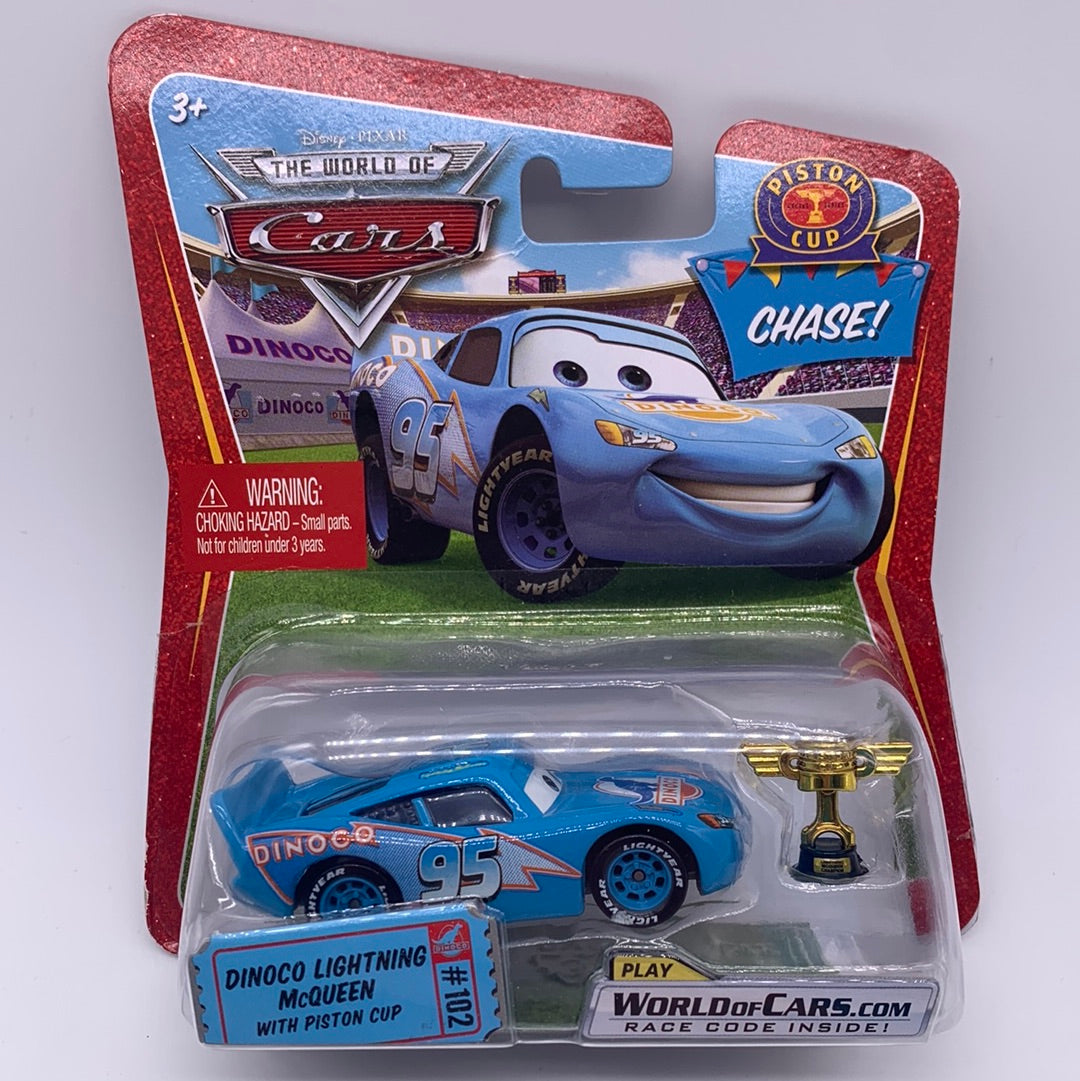 Disney Pixar Cars Movie - The World of Cars Dinoco Lightning McQueen with Piston Cup (#102) Chase