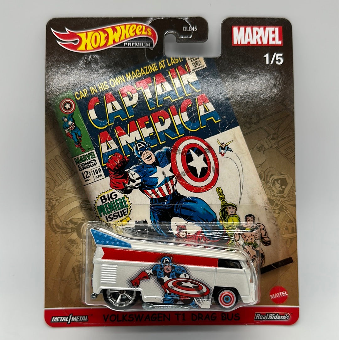 Hot Wheels Premium - Pop Culture 2021 Marvel Comics Series #1/5 - Captain America Volkswagen T1 Drag Bus