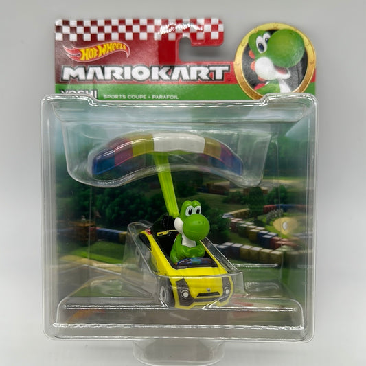 Hot Wheels Mario Kart - Character Glider - Yoshi on Sports Coupe and Parafoil