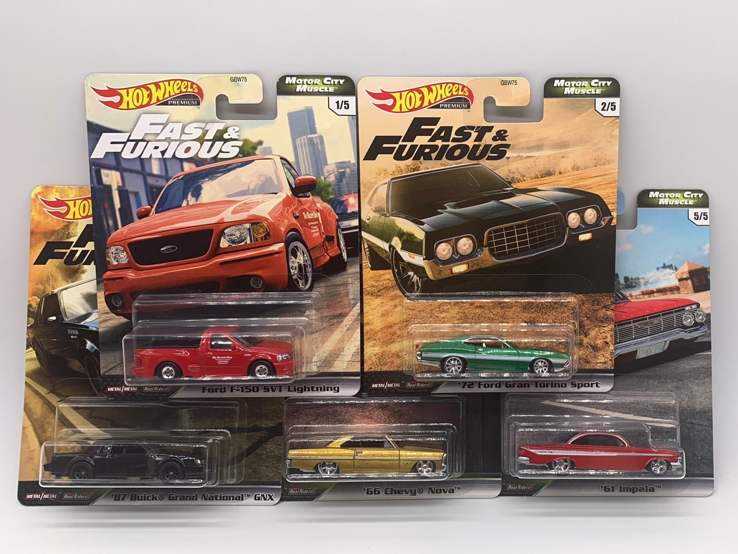 Hot Wheels Premium - Fast & Furious - Motor City Muscle Series Set of 5