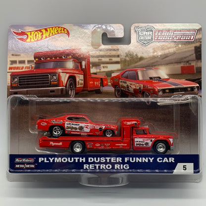 Hot Wheels Car Culture Team Transport - #5 - Mongoose Plymouth Duster Funny Car & Retro Rig