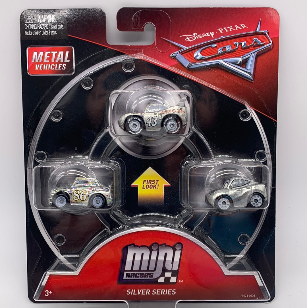 Disney Pixar Cars Movie - Metal Mini Racers 3 Pack - Silver Series