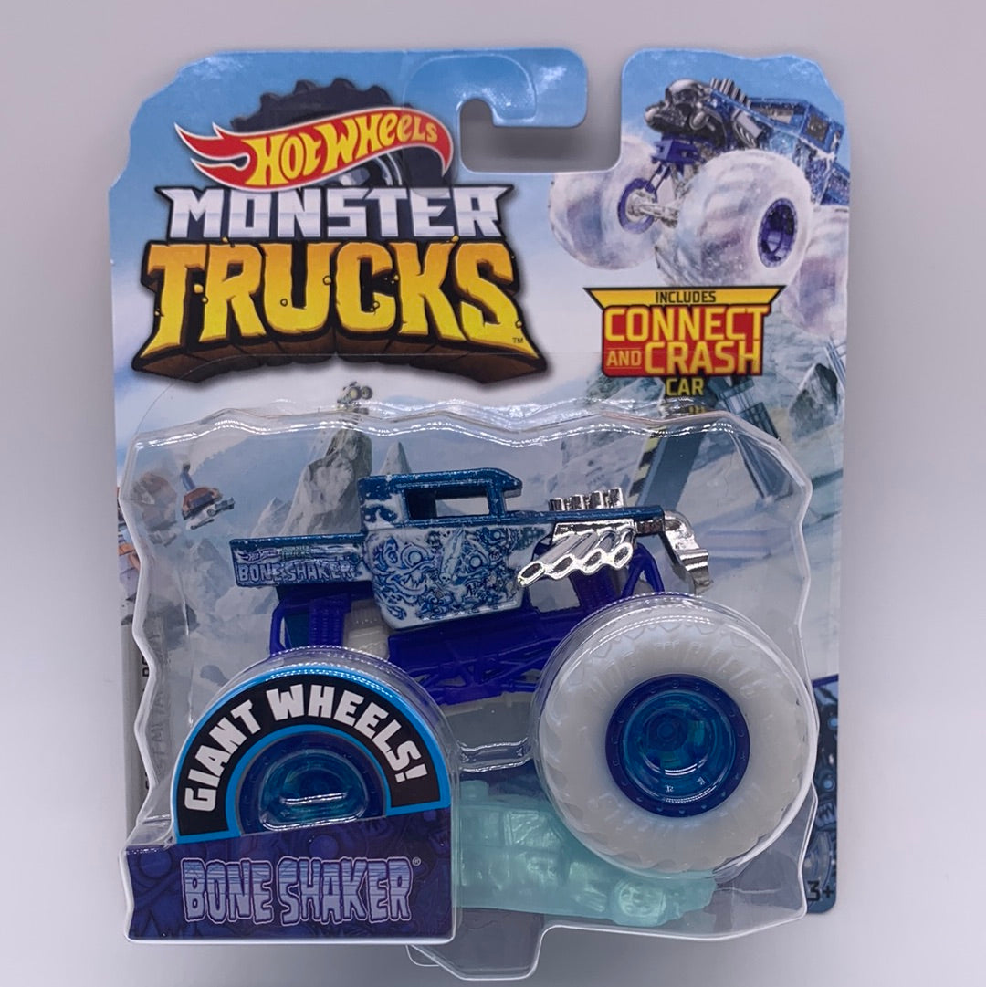 Hot Wheels Monster Trucks - 2021 Blizzard Bashers Series - Giant Wheels Connect & Crash Bone Shaker