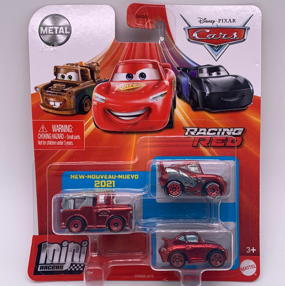 Disney Pixar Cars Movie - Metal Mini Racers 3 Pack - Racing Red Series ...