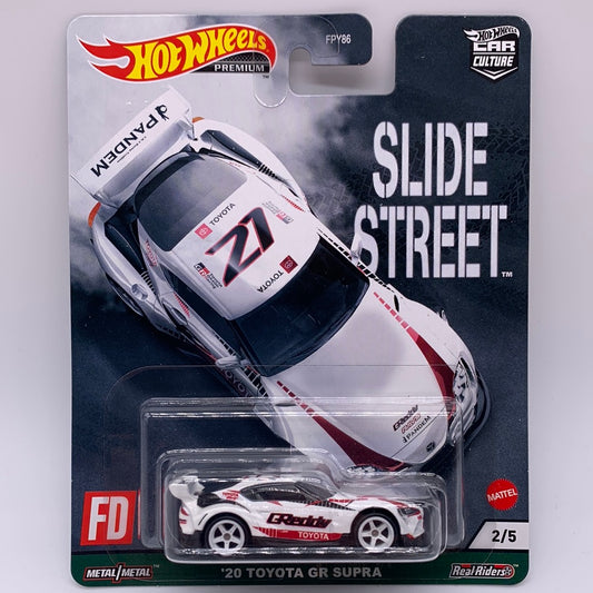 Hot Wheels Car Culture Premium - Slide Street Series 1 Single - #2/5 - White GReddy ‘20 Toyota GR Supra