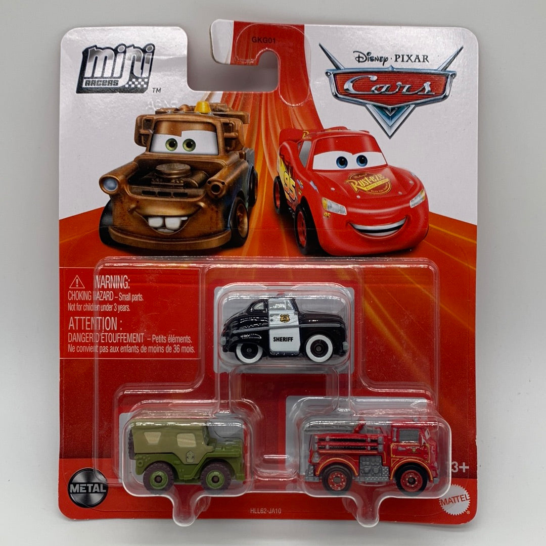 Disney Pixar Cars Movie - Metal Mini Racers 3 Pack - 2022 Radiator Springs (w/ Sheriff, Sarge & Red)