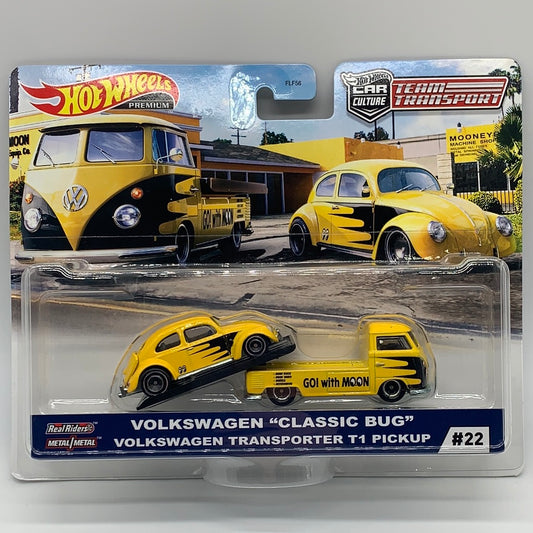 Hot Wheels Car Culture Team Transport - #22 Moon Eyes Volkswagen Classic Bug & VW T1 Pickup