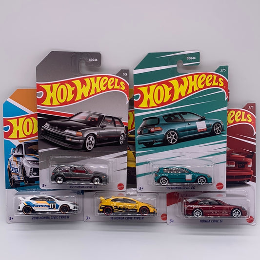 Hot Wheels 2022 Walmart Exclusive - Honda Civic Anniversary Complete Set of 5
