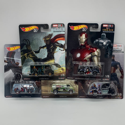 Hot Wheels Premium - Pop Culture Marvel Studios Movies First Ten Years Concept Art Series - Set of 5