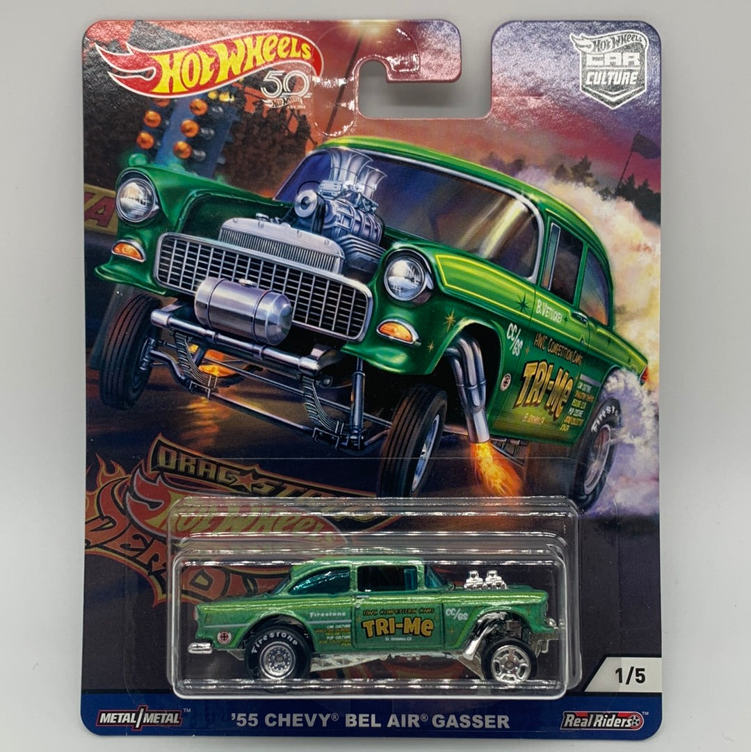 Hot Wheels Car Culture Premium - 2018 Drag Strip Demons Series - #1/5 - ‘55 Chevy Bel Air Gasser