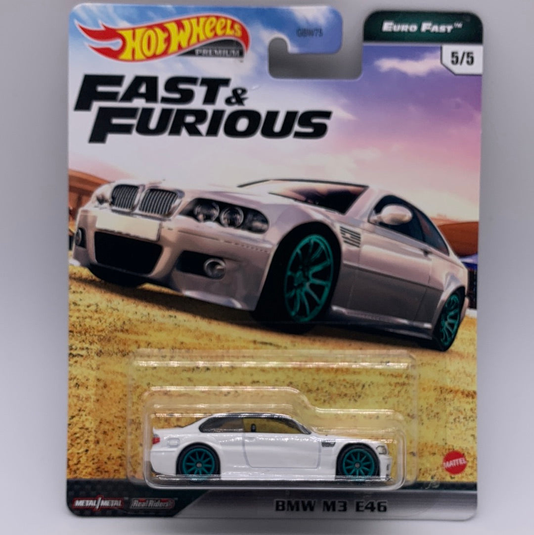 Hot Wheels Premium - Fast & Furious Euro Fast Series #5/5 - White & Green Wheels BMW M3 E46