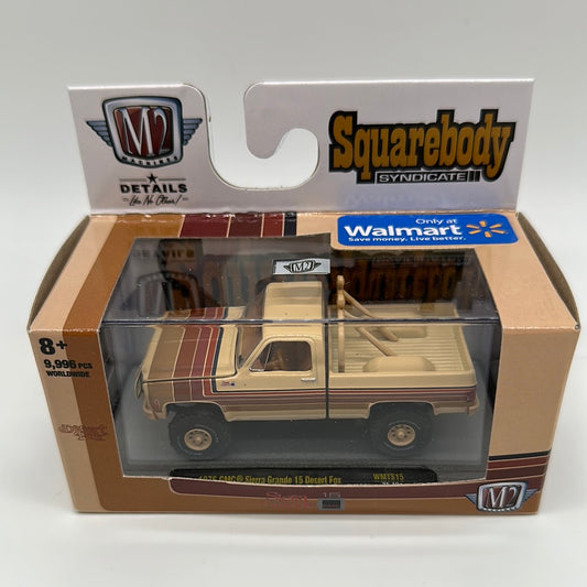 M2 Machines Acrylic Boxed Car - Walmart Exclusive Squarebody Syndicate Series WMTS15 - 1976 GMC Sierra Grande 15 Desert Fox