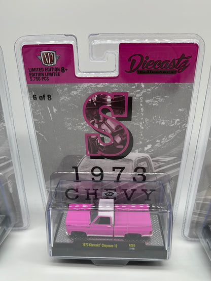 M2 Machines Carded Acrylic - DiecastZ Riverside Show Exclusive Series RZ02 - Complete Set of 8 Various Colors & Model Chevrolet Cheyenne 10