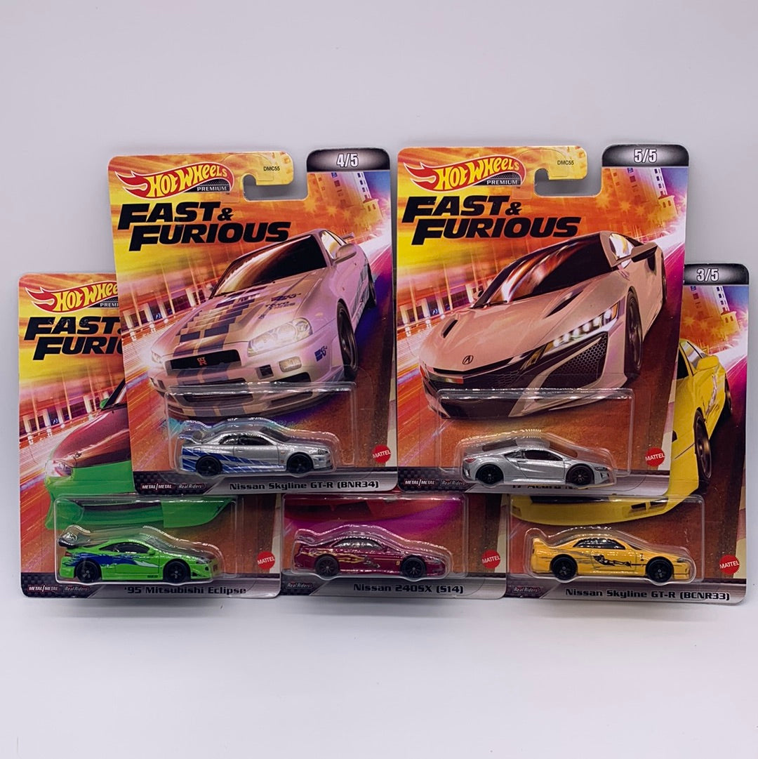 Hot Wheels Premium - Retro Entertainment Fast & Furious 2022 Mix L Set of 5