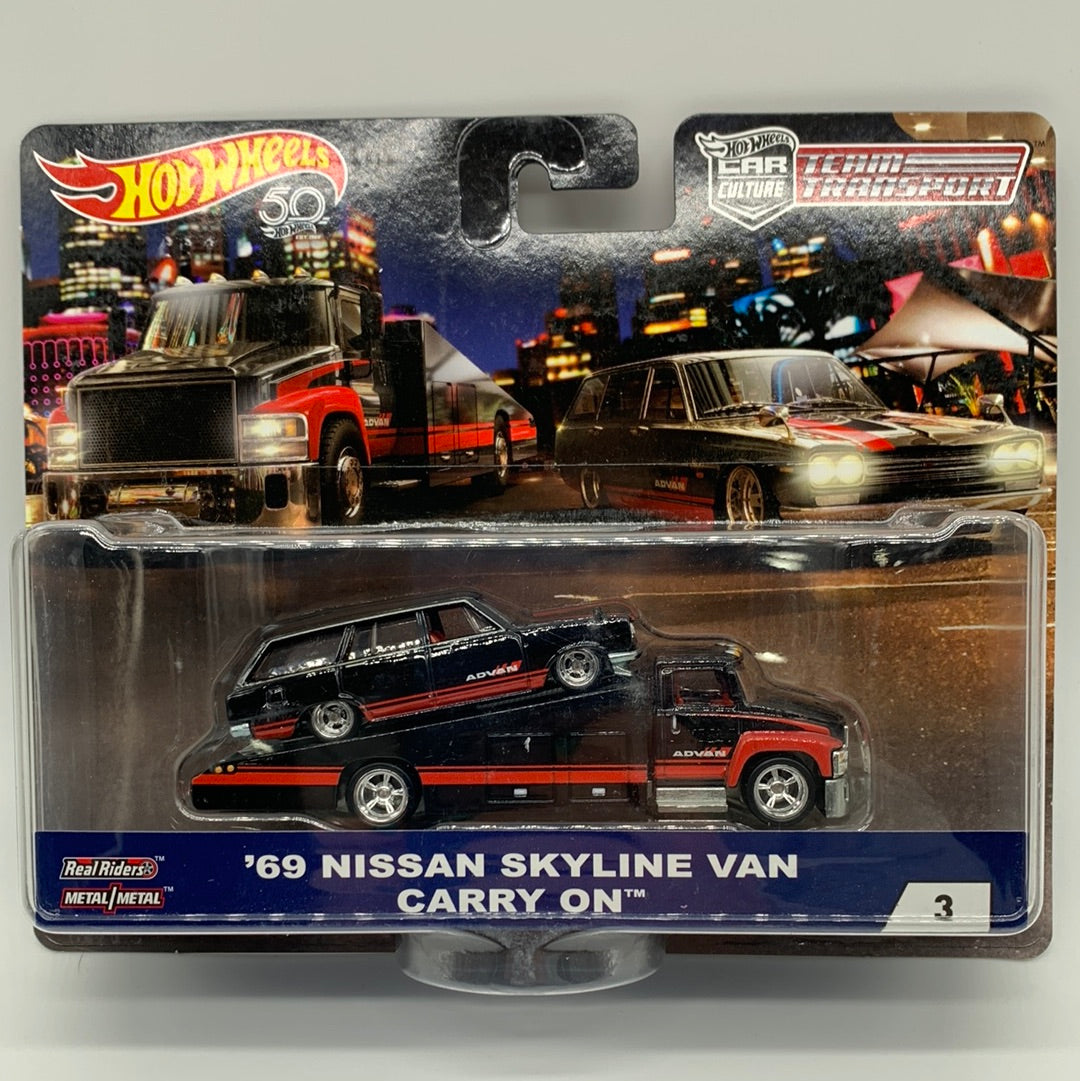 Hot Wheels Car Culture Team Transport - #3 - Advan ‘69 Nissan Skyline Van & Carry On