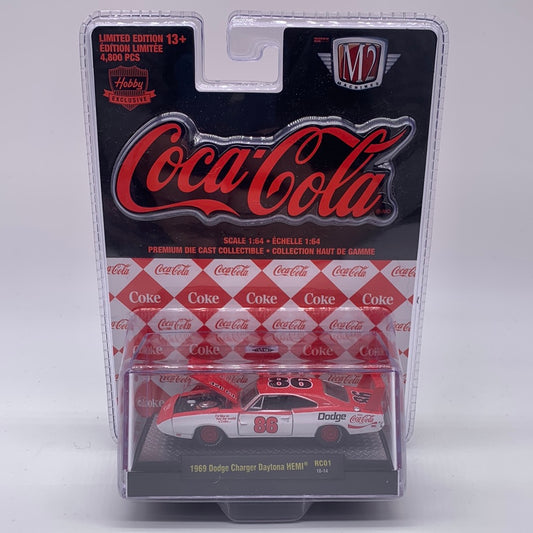 M2 Machines Acrylic Boxed Car - Coca-Cola Race Cars Series RC01 - 1969 Dodge Charger Daytona HEMI