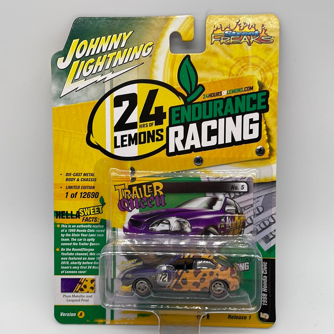 Johnny Lightning - 2022 Release 1 - 24 Hours Of Lemons - 1998 Honda Civic - Purple