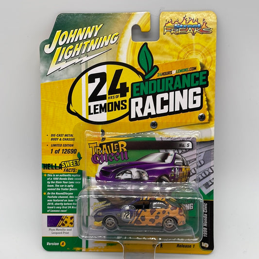 Johnny Lightning - 2022 Release 1 - 24 Hours Of Lemons - 1998 Honda Civic - Purple