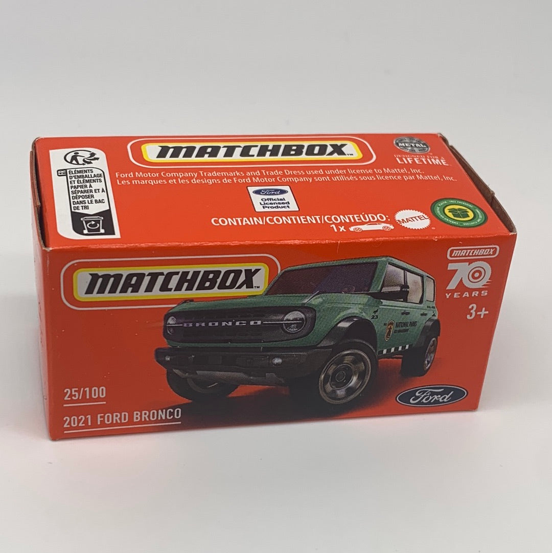 Matchbox Power Grabs - #25/100 - Green 2021 Ford Bronco