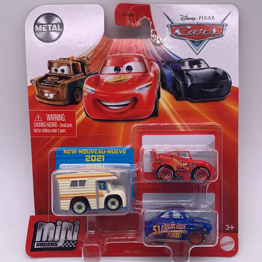 Disney Pixar Cars Movie - Metal Mini Racers 3 Pack - 2021 Release w/ Larry Camper