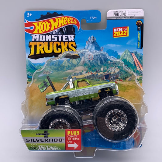Hot Wheels Monster Trucks - 2022 Series Crash Legends Green Chevy Silverado #33/75