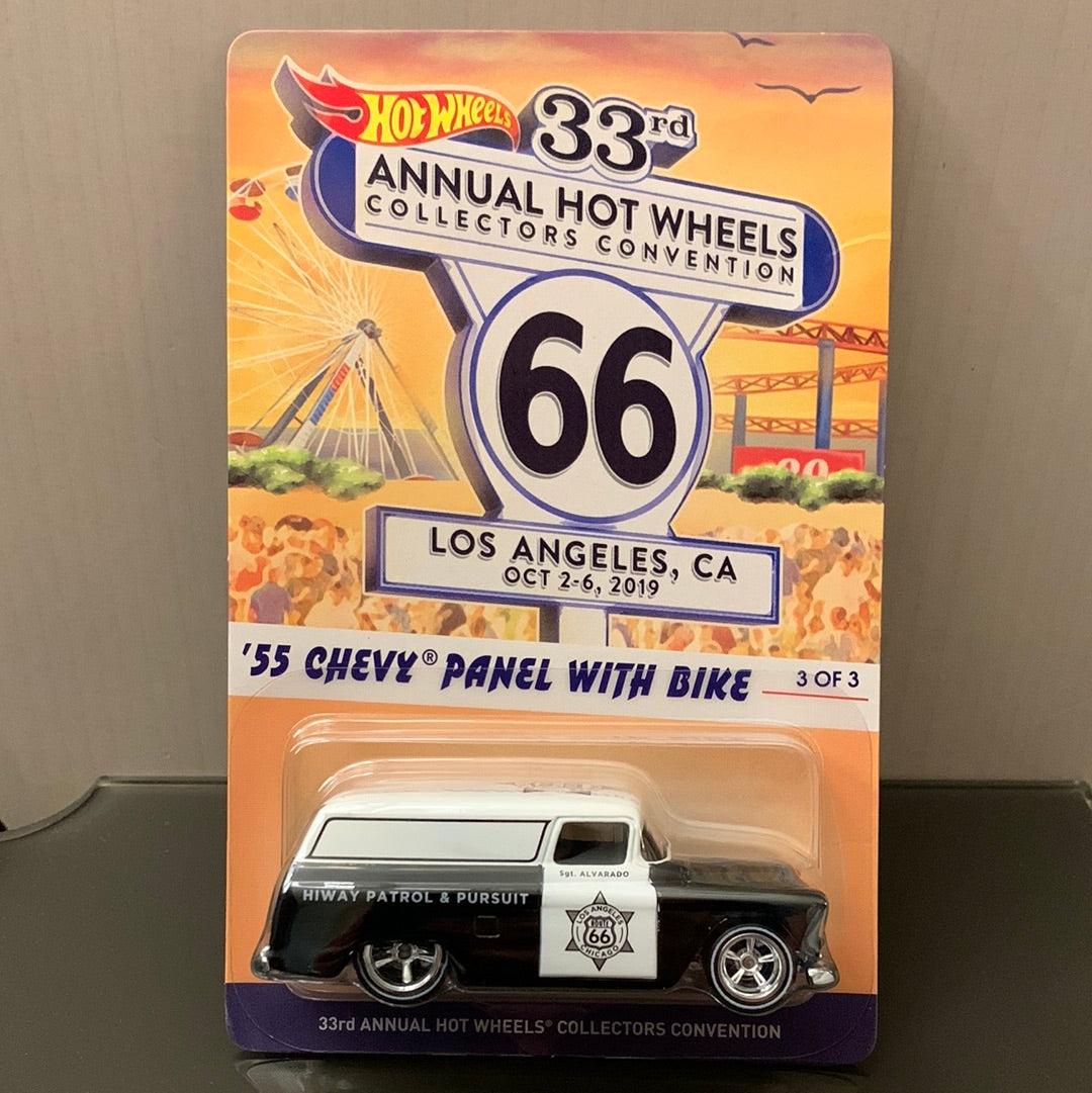 Hot Wheels 33rd Annual Collector’s Convention - 2019 Los Angeles, California - Highway Patrol ‘55 Chevy Panel with Bike