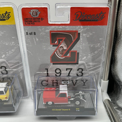M2 Machines Carded Acrylic - DiecastZ Riverside Show Exclusive Series RZ02 - Complete Set of 8 Various Colors & Model Chevrolet Cheyenne 10