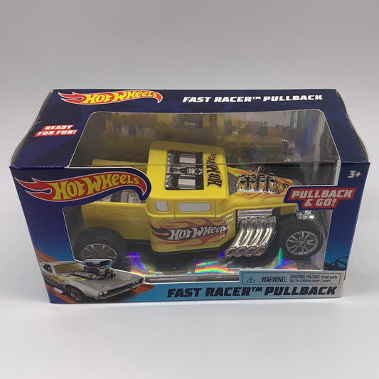 Hot Wheels - Fast Racer Pullback Car - Yellow Bone Shaker
