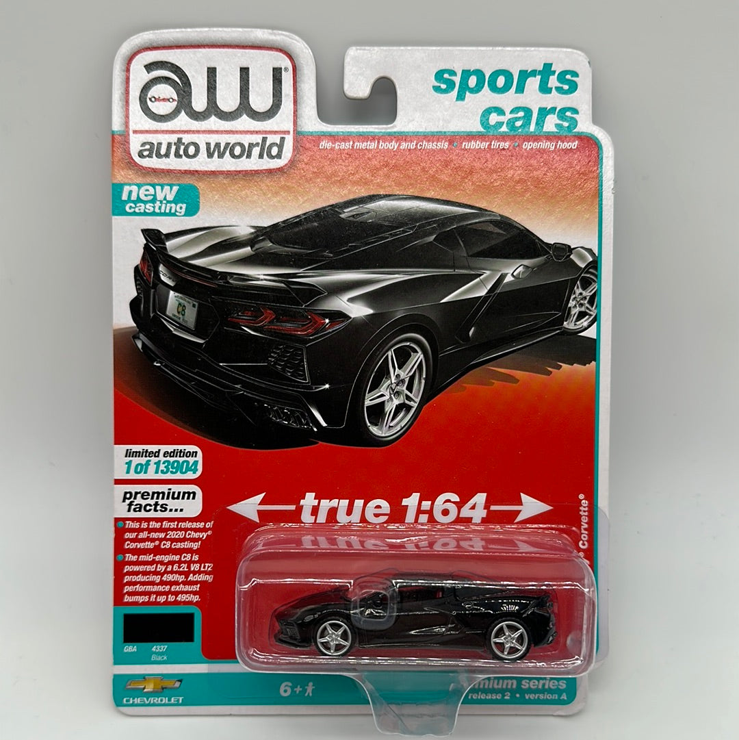 Auto World Sports Cars Series - Release 2 - Black 2020 Chevy Corvette - Version A